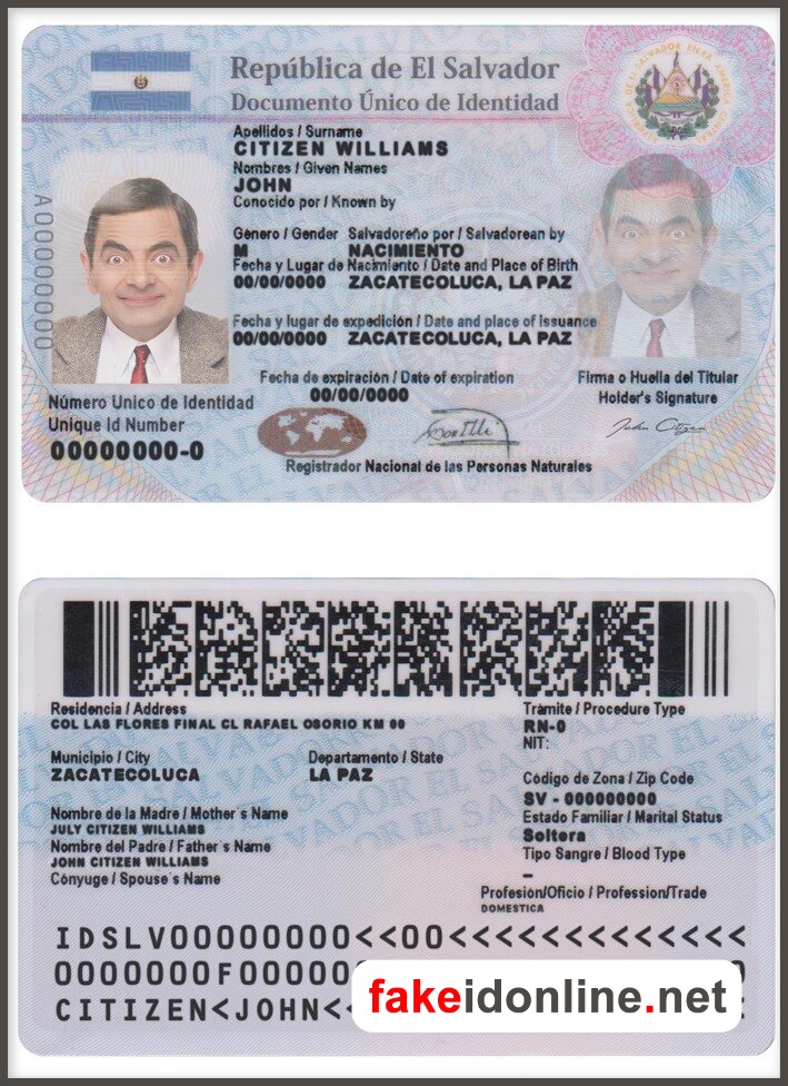 Salvador ID Card PSD Template